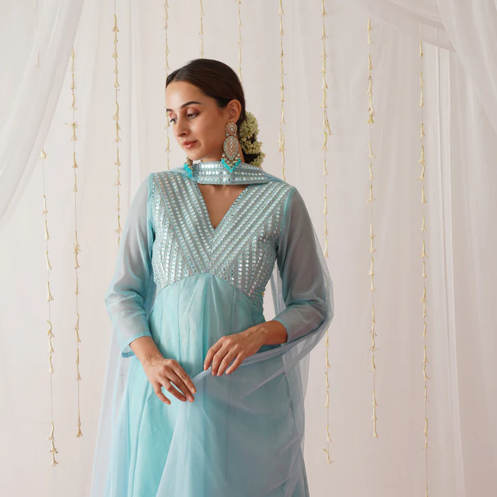 Sky Blue Embroidered Kurta Set
