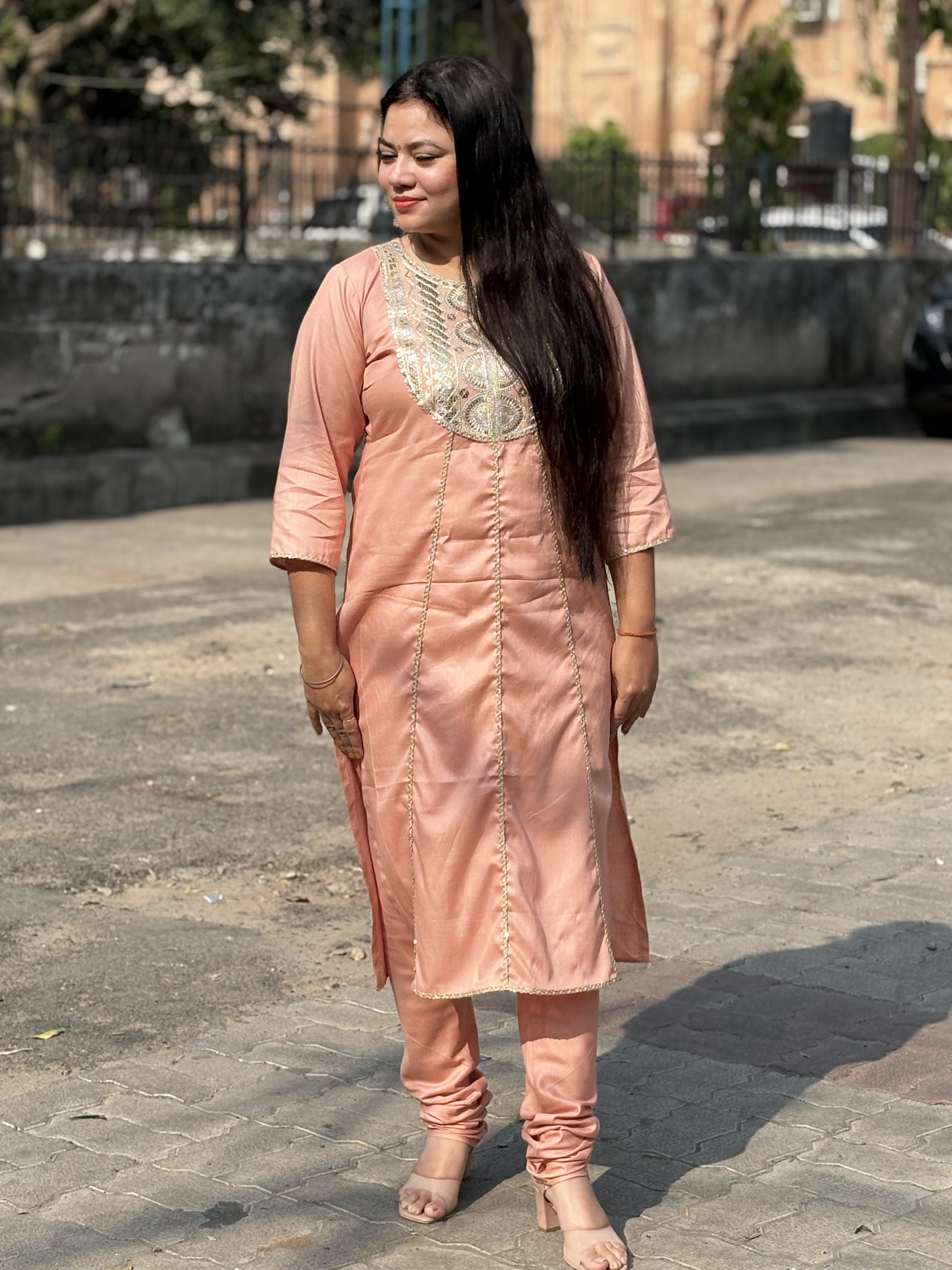 TABARRUK PEACH PARTY WEAR KURTA SET